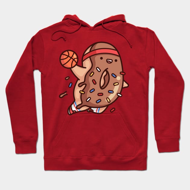 Brown Dunkin Donut with sprinkles Hoodie by Proud Potato